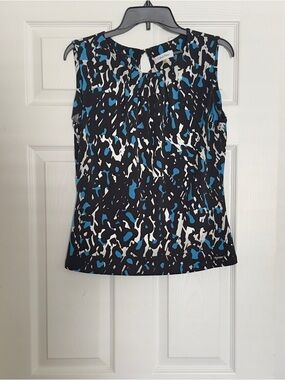 Calvin Klein Blue Abstract Print Sleeveless Top Size M